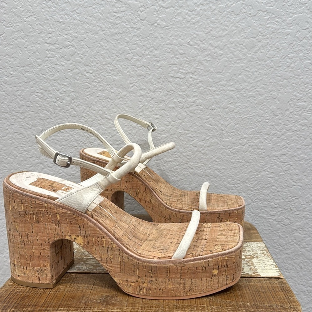 Dolce Vita Jodie White Leather Platform Sandals Size 10 - Picture 2 of 7